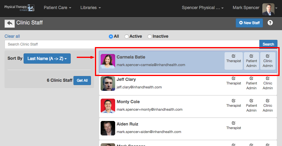 Manage Staff: About Roles and Status – In Hand Health